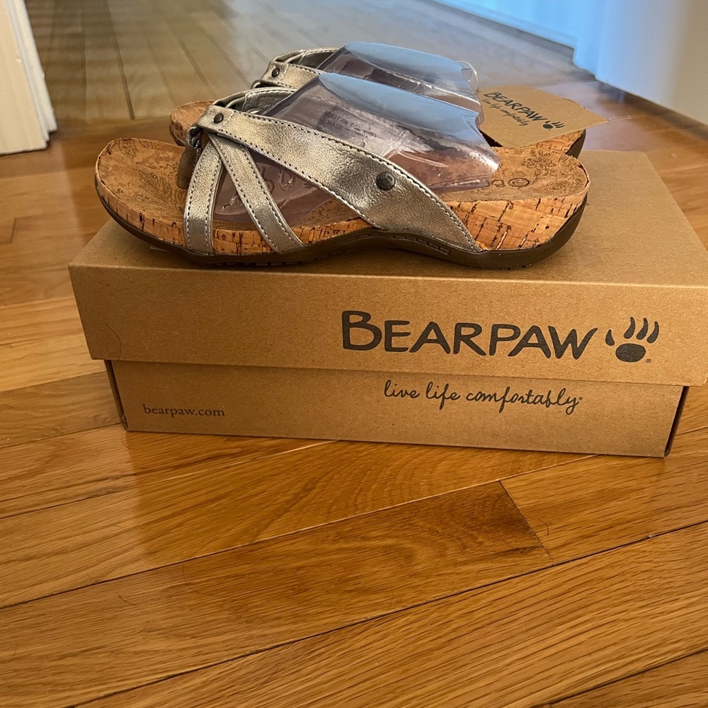 Bearpaw Silver Cork Sandals